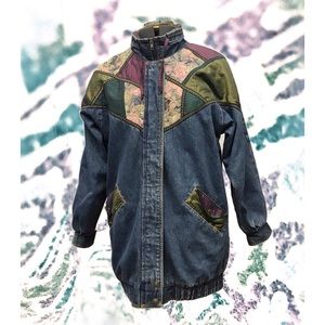 Vintage Weathered blues denim panel jacket